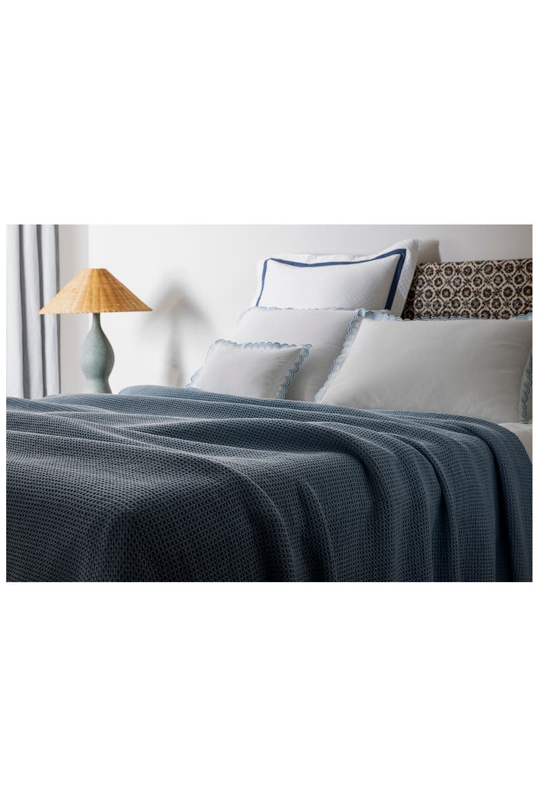 Chatham Waffle Cotton Blanket, Alternate, color, HAZY BLUE