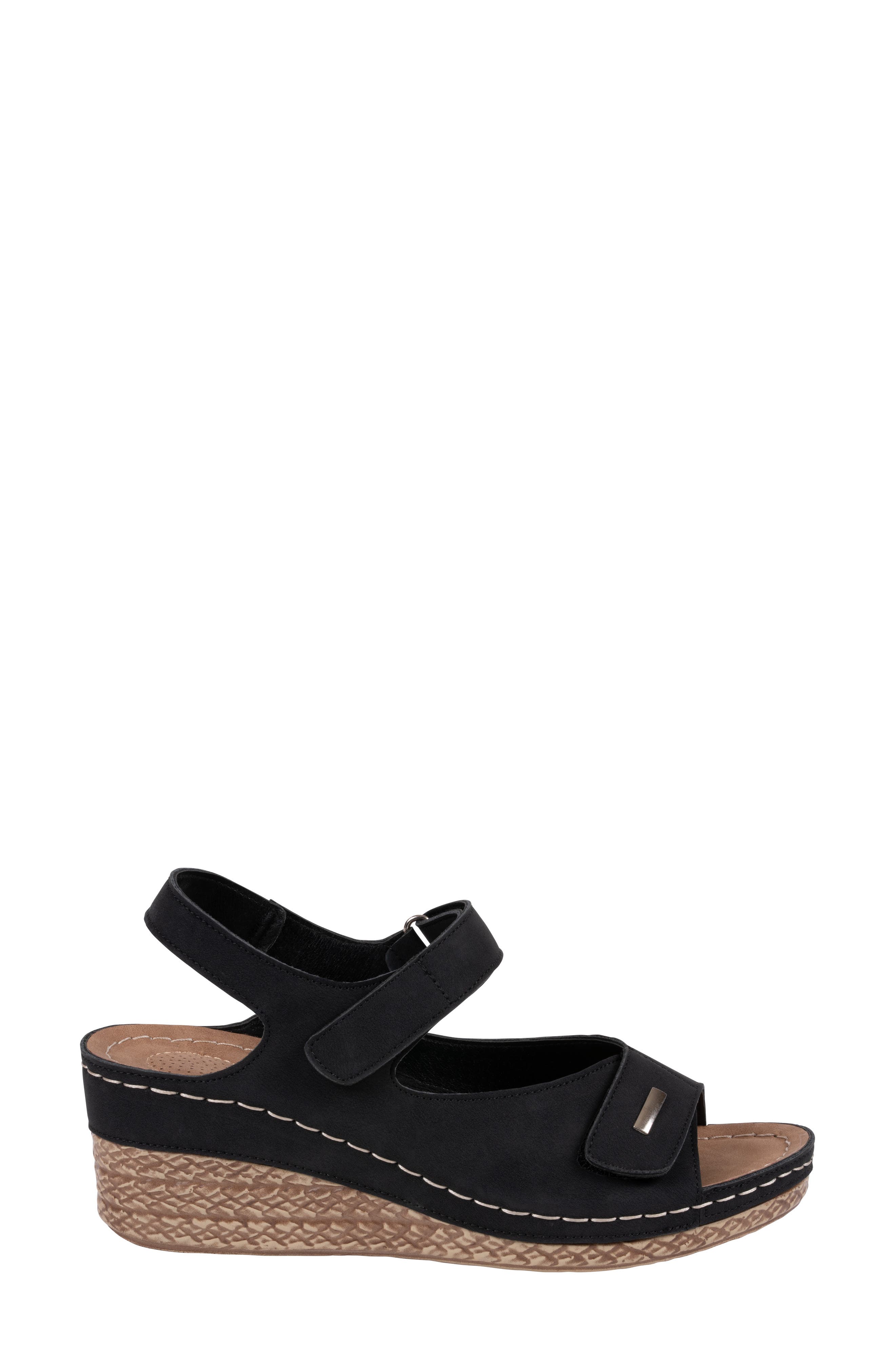 GOOD CHOICE NEW YORK Keltie Wedge Sandal, Alternate, color, Black