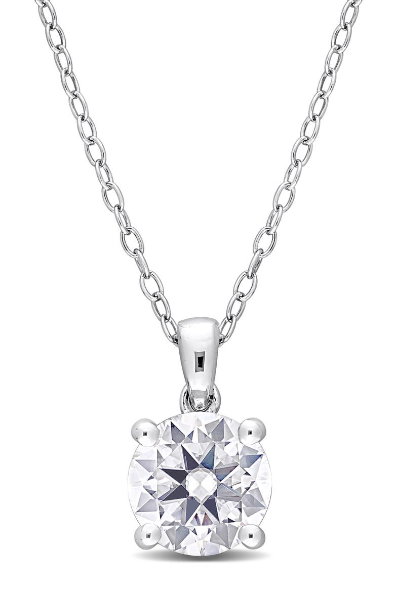 Dew Lab-Grown Moissanite Pendant Necklace, Main, color, SILVER
