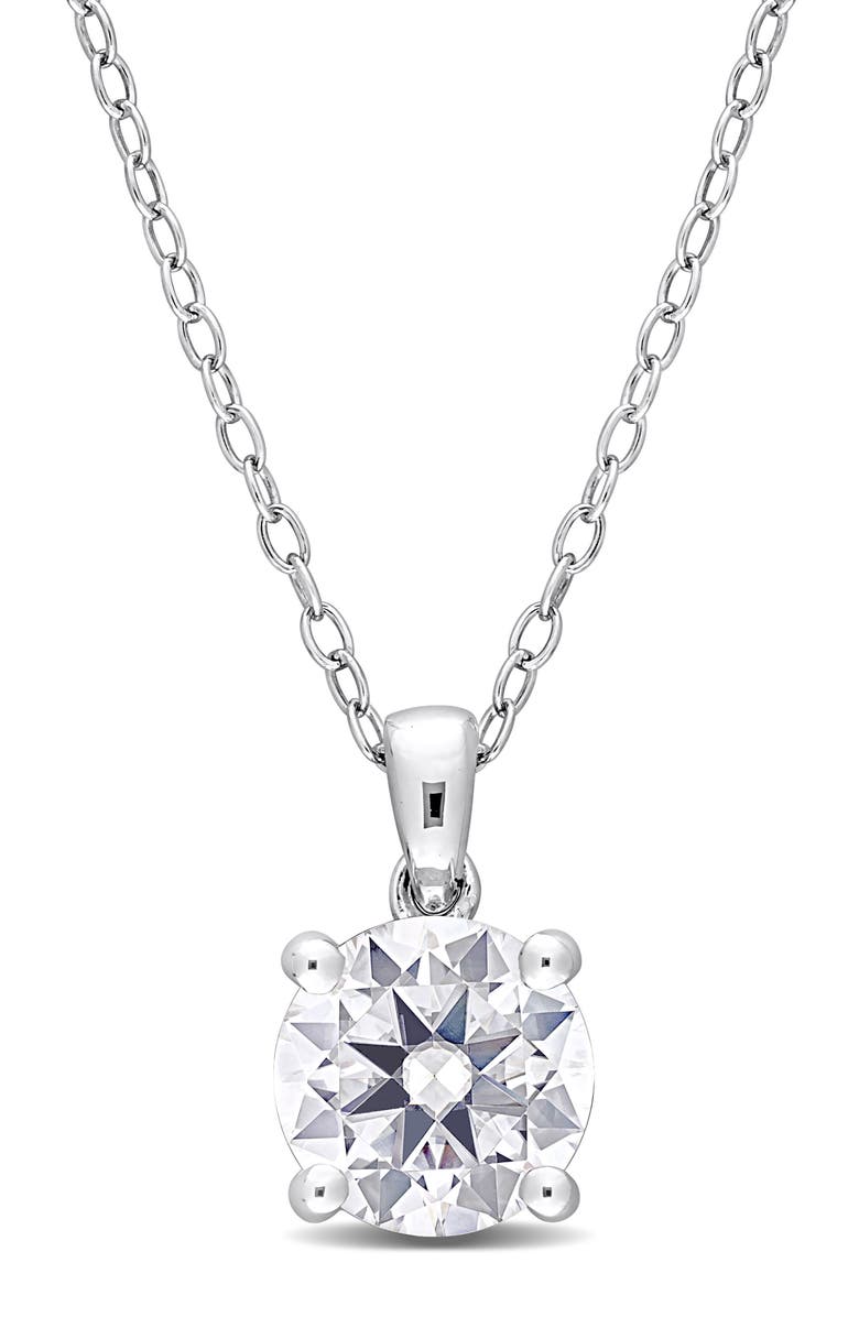 DELMAR Dew Lab-Grown Moissanite Pendant Necklace, Main, color, Silver