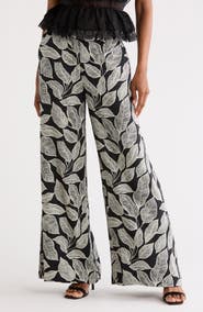 JASON WU Leaf Print Wide Leg Pants