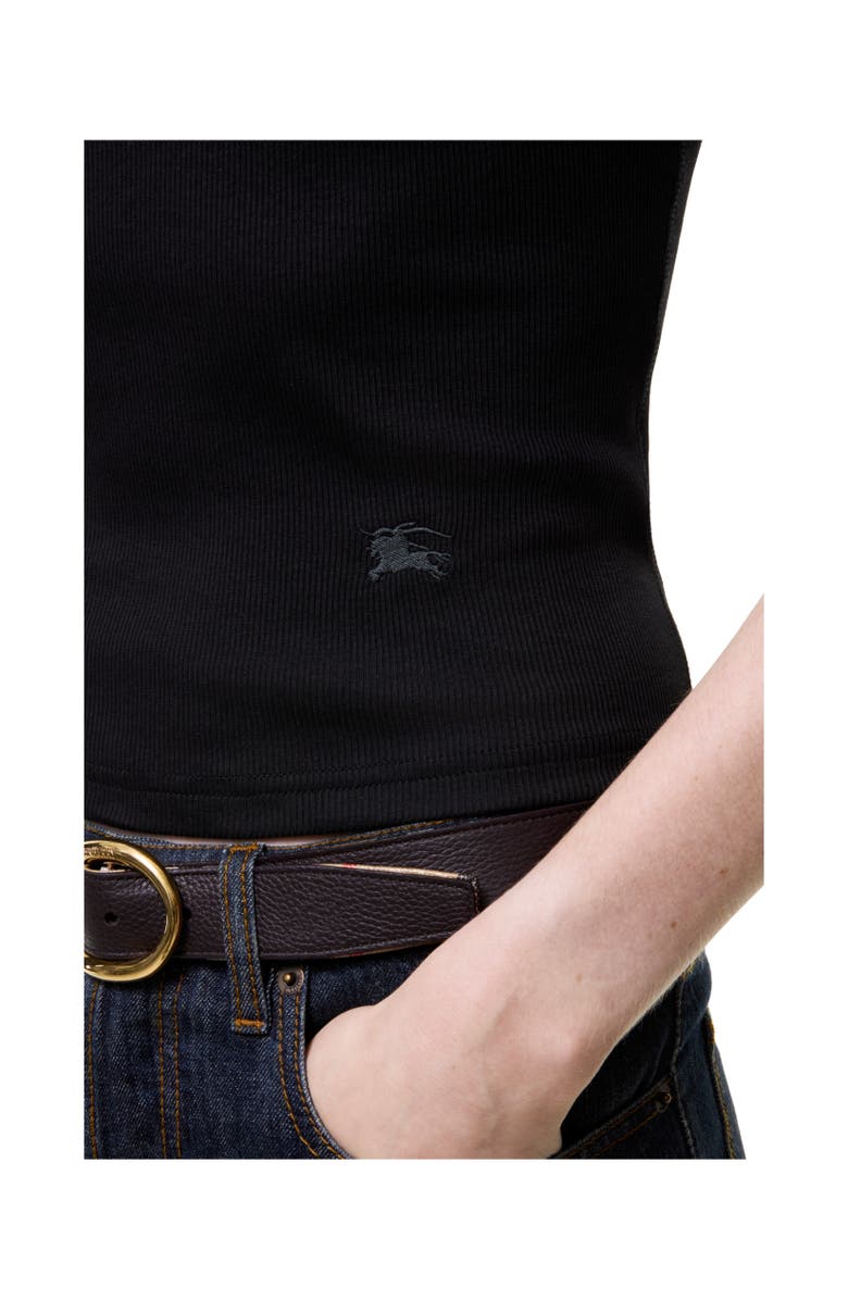 Burberry Cropped Tie-sleeve Cotton T-shirt, Alternate, color, Black