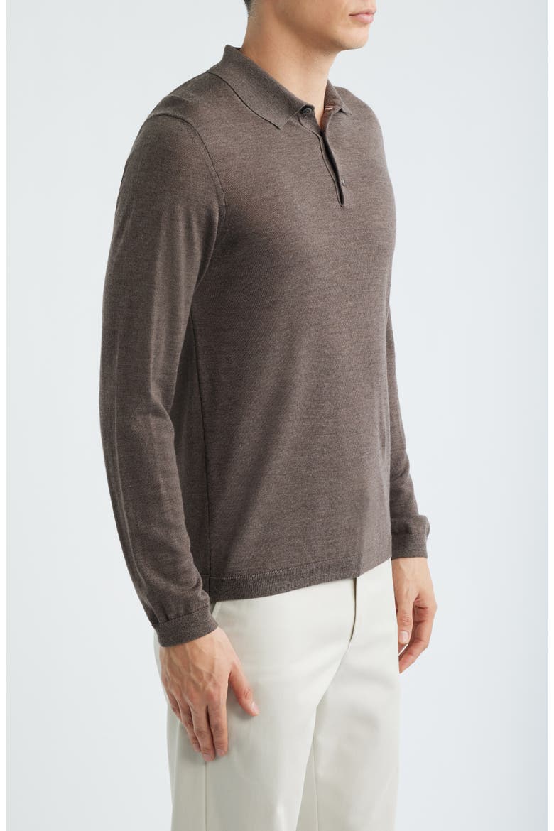Long Sleeve Wool & Silk Polo Sweater, Alternate, color, TAUPE