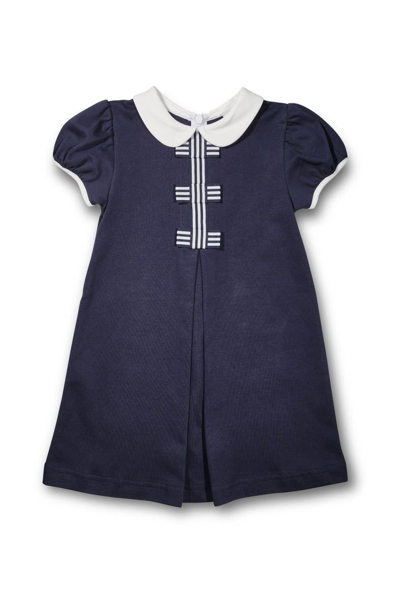 Knit Dress With Stripe Ribbon Bows, Main, color, Navy