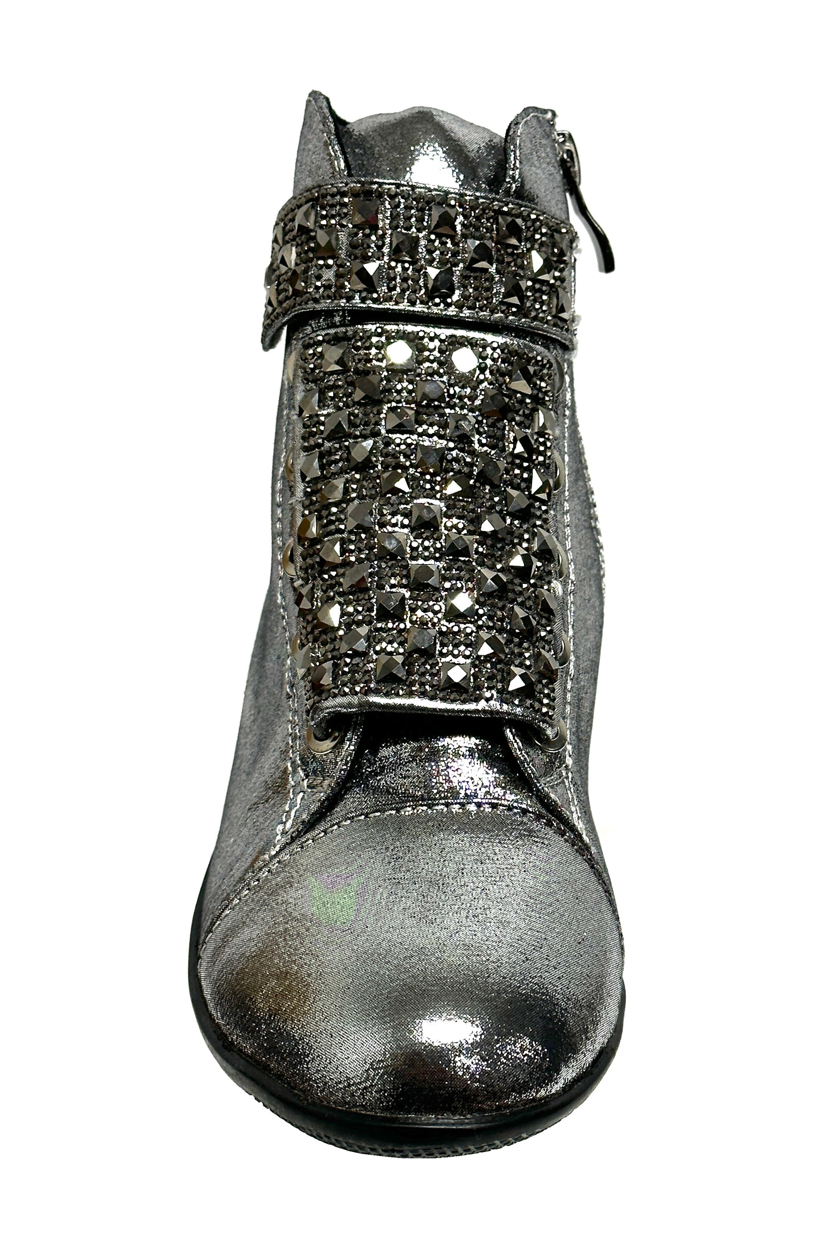 Rock Embellished Metallic Wedge Sneaker, Alternate, color, PEWTER