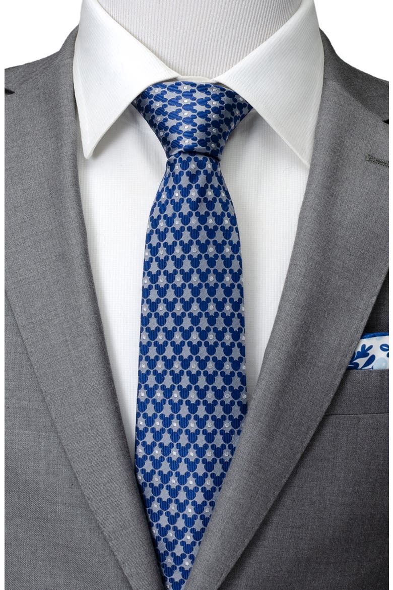 x Disney Mickey Dot Pattern Silk Tie, Alternate, color, BLUE