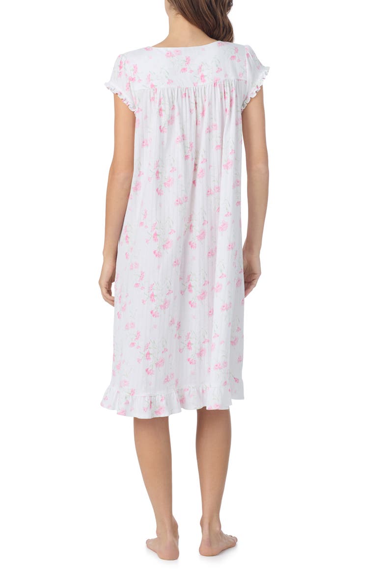 Floral Print Cap Sleeve Cotton Waltz Nightgown, Alternate, color, WHITE/ PINK