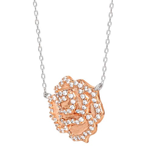 Disney Beauty And The Beast Belle Rose Necklace, 18" In Gold