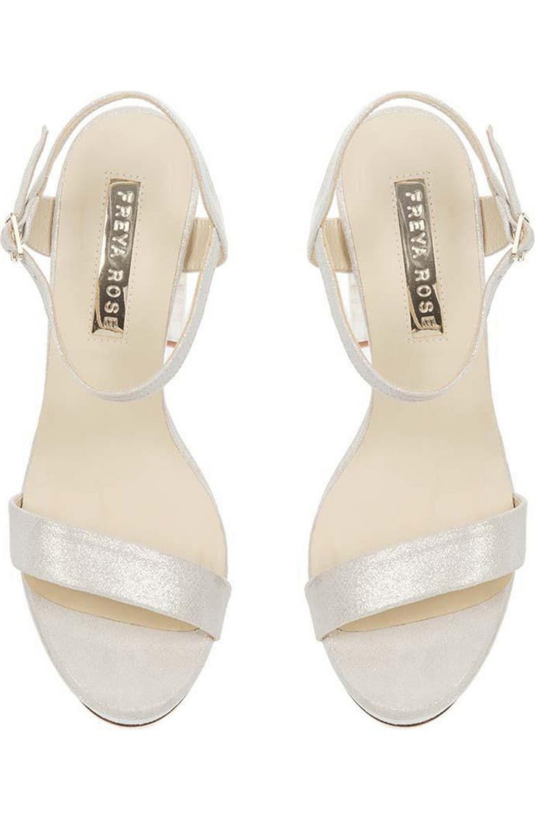 Freya Rose GiGi Ivory Ankle Strap Pearl Heel Sandal, Alternate, color, Ivory