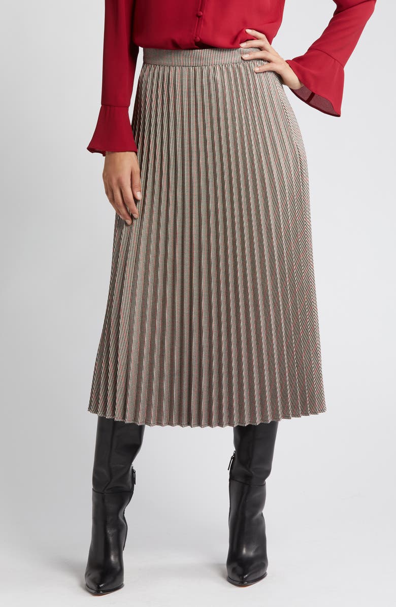 Halogen<sup>®</sup> Dainty Plaid Pleated Midi Skirt, Alternate, color, 