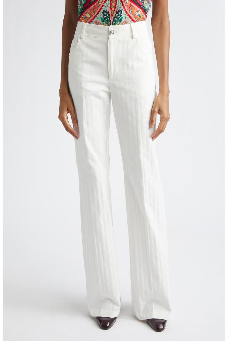 Ex Stretch Cotton Flare Trousers, Main, color, WHITE BASE