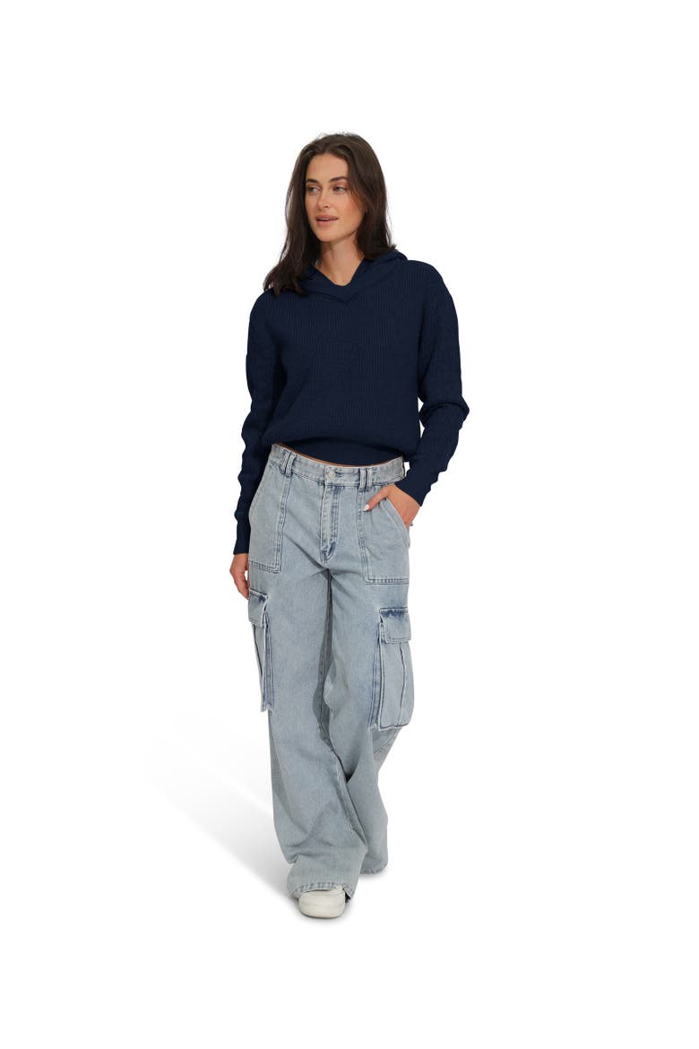 On the Run Knitted Hoodie, Alternate, color, Navy