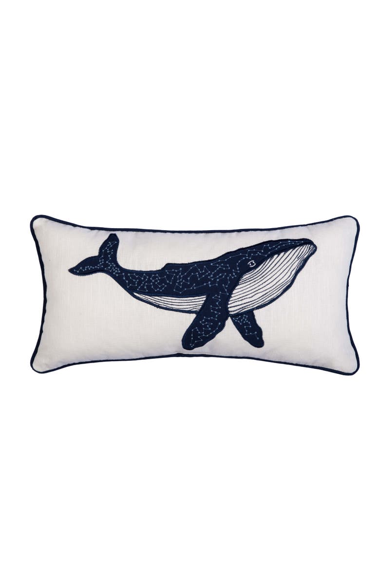C&F Home Blue Whale Embroidered Throw Pillow, 10" x 20", Main, color, Blue