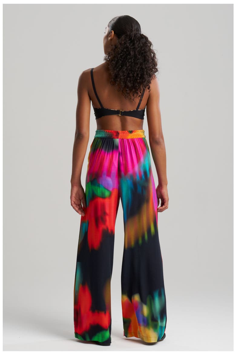 Floral Mirage - Printed Rayon Pants w/ Tassel, Alternate, color, Black