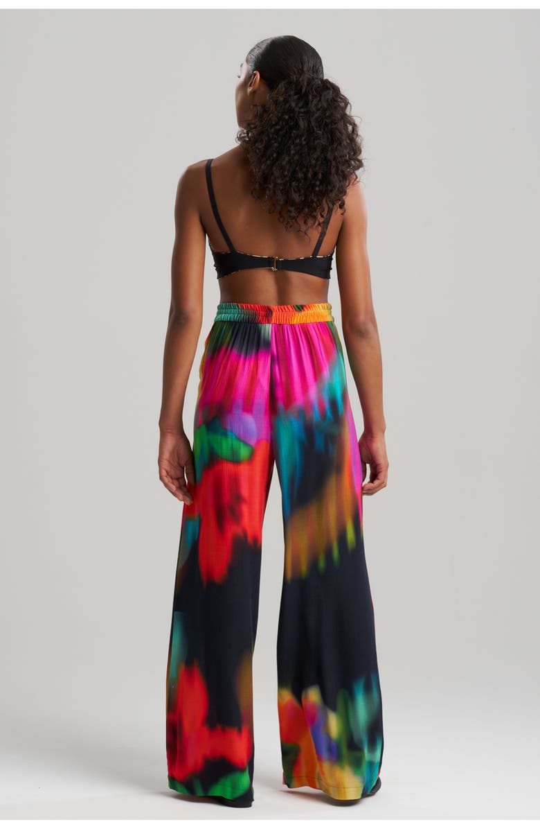 Natori Floral Mirage - Printed Rayon Pants w/ Tassel, Alternate, color, Black