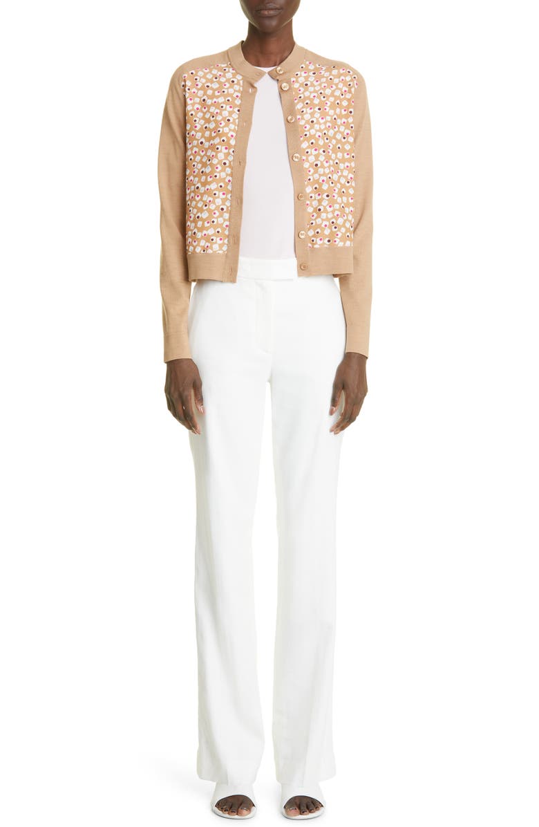 St. John Collection Geometric Print Mixed Media Cardigan, Alternate, color,