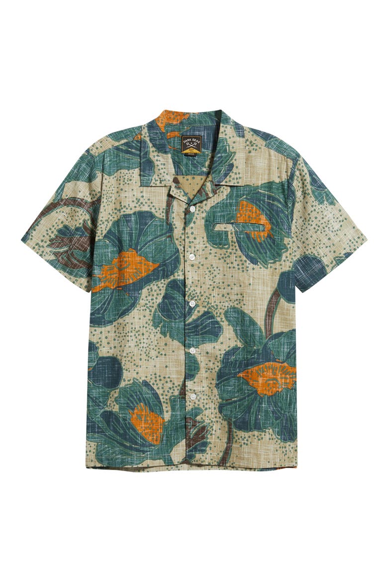 Bloom Floral Cotton Camp Shirt, Main, color, ALOE
