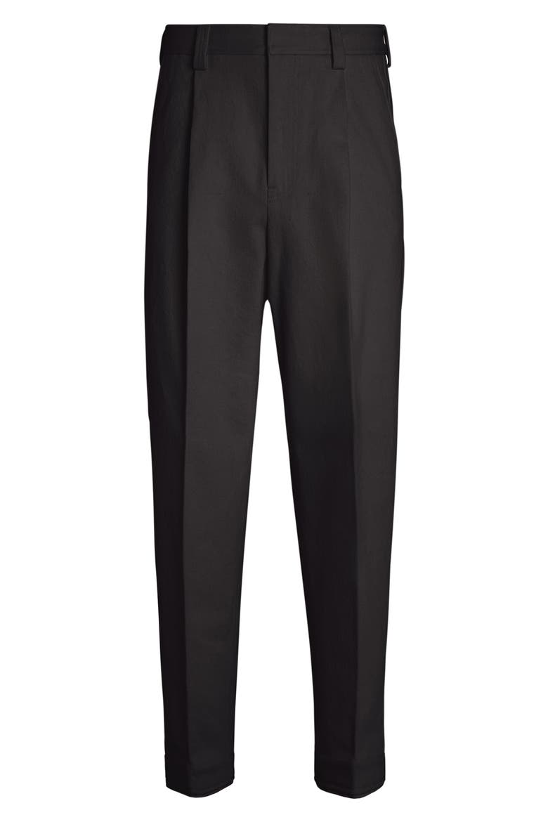 One-Pleat Bull Denim Pants, Alternate, color, BLACK