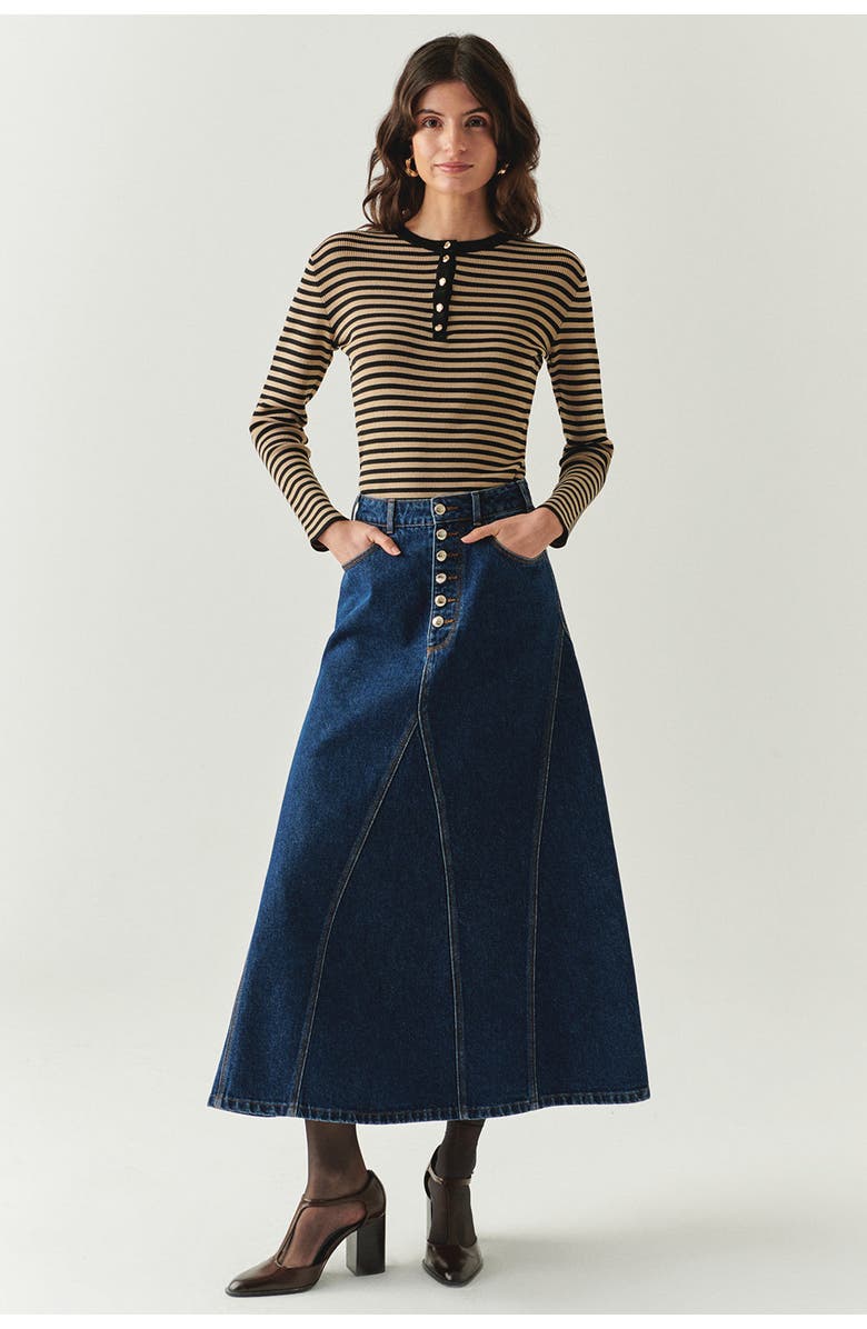 Exquise Araya Denim Maxi Skirt, Main, color, Indigo