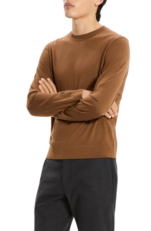 Theory Hilles Crewneck Sweater In Cashmere In Brown