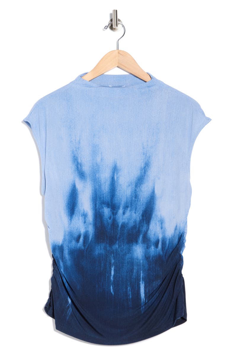 DKNY Tie Dye Ruched Sleeveless Top, Main, color, Hudson Blue