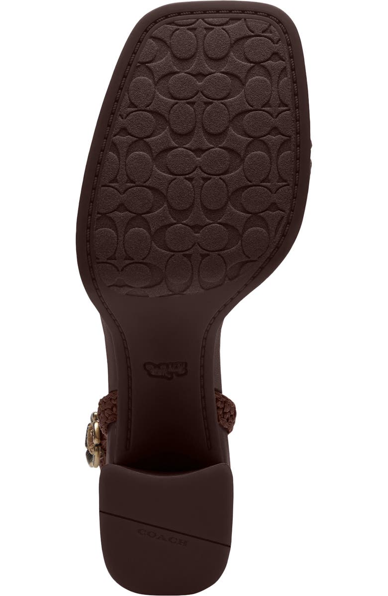 COACH Tea Rose Raffia Platform Ankle Strap Sandal, Alternate, color, Maple