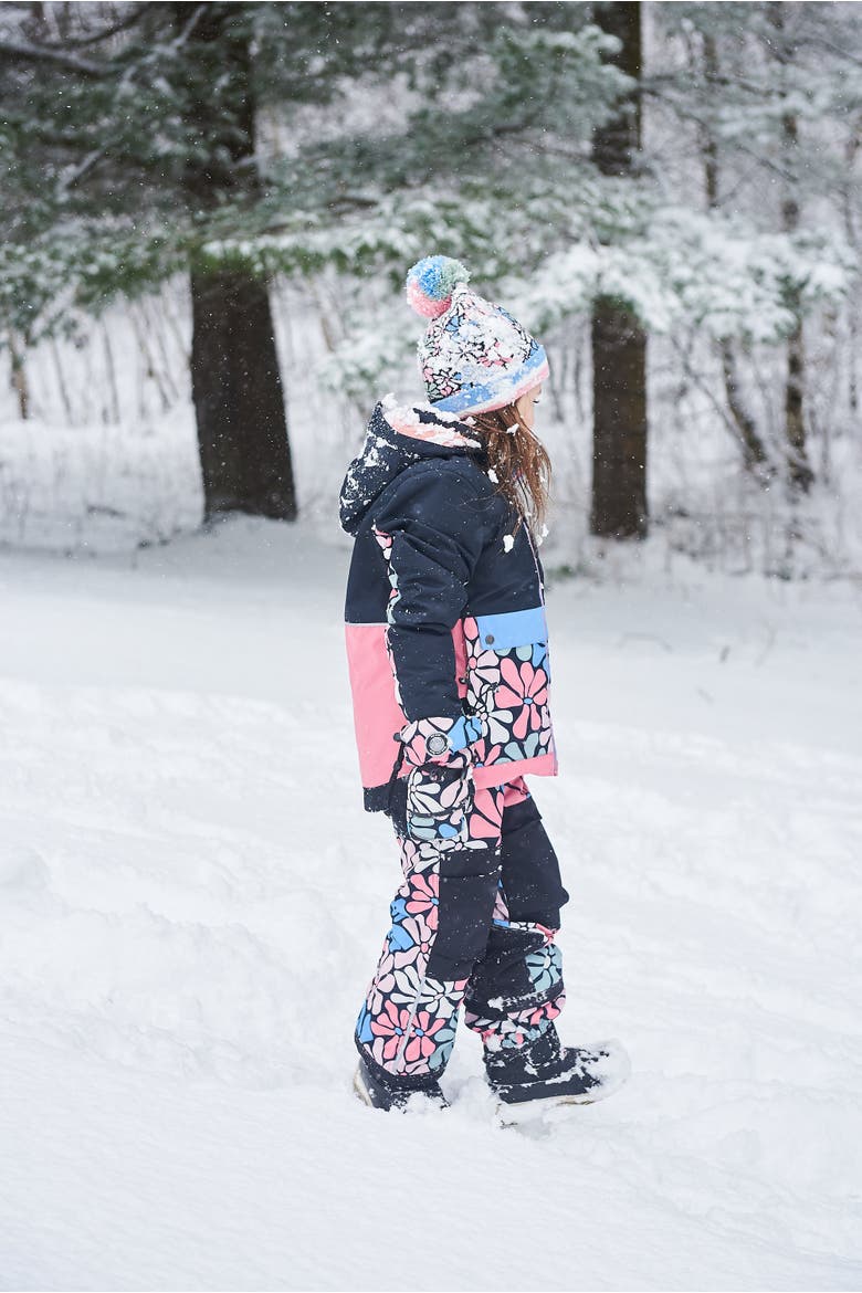 Girl's Technical Mittens Printed Retro Flowers, Alternate, color, Printed Retro Flowers