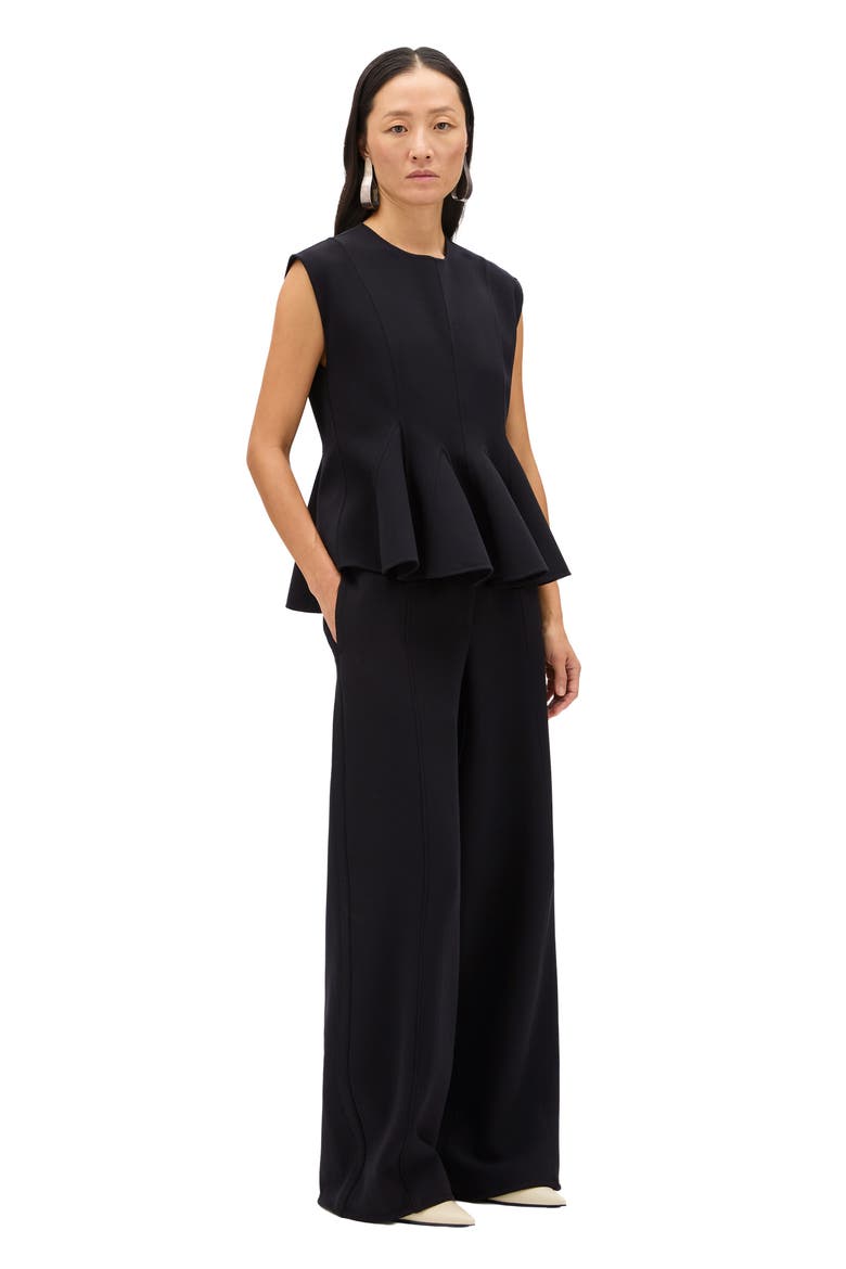 Double Face Godet Top, Alternate, color, Black