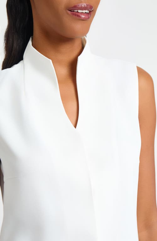 Ming Wang Crêpe De Chine Sleeveless Stand Collar Button-up Shirt