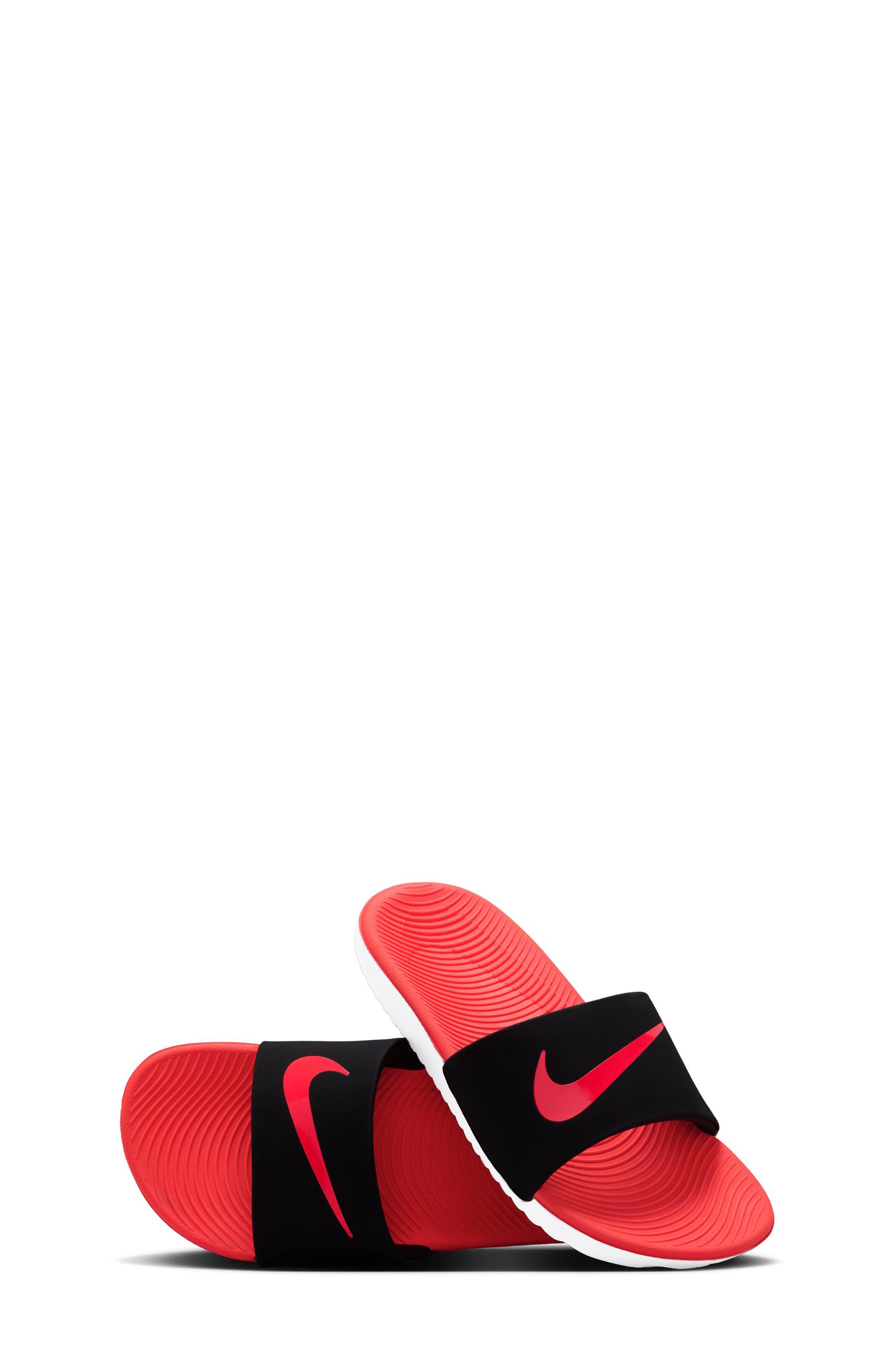Nike Kids' Kawa Slide Sandal, Alternate, color, Black/ Bright Crimson/ White