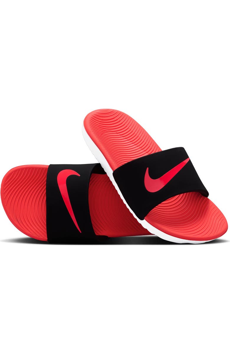 Nike Kids' Kawa Slide Sandal, Alternate, color, Black/ Bright Crimson/ White