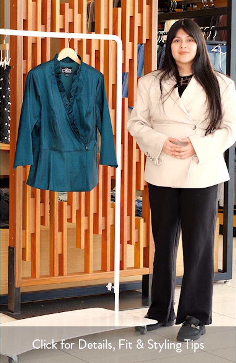 Stretch Taffeta Faux Wrap Peplum Top, sales video thumbnail