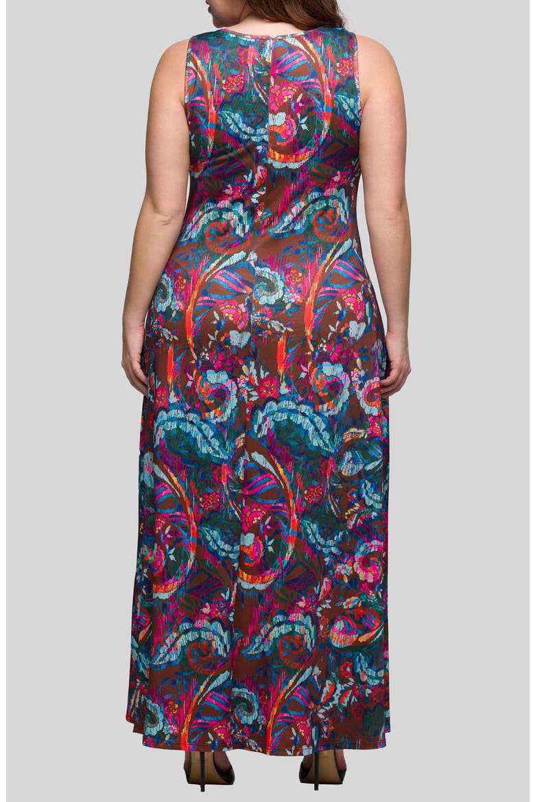 Paisley Scoop Neck Knit Maxi Dress, Alternate, color, BROWN MULTI