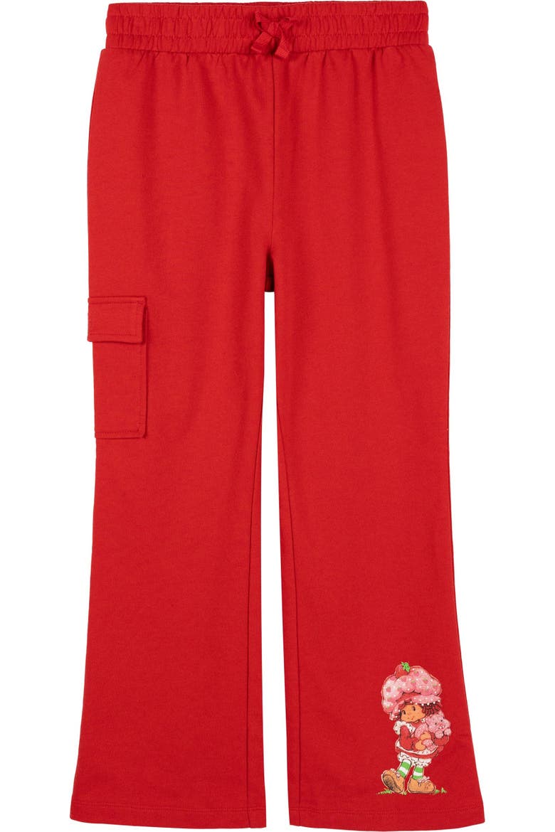 Short Sleeve T-Shirt and Ribbed Flare Pants Set, Alternate, color, Pink Red Strawberry