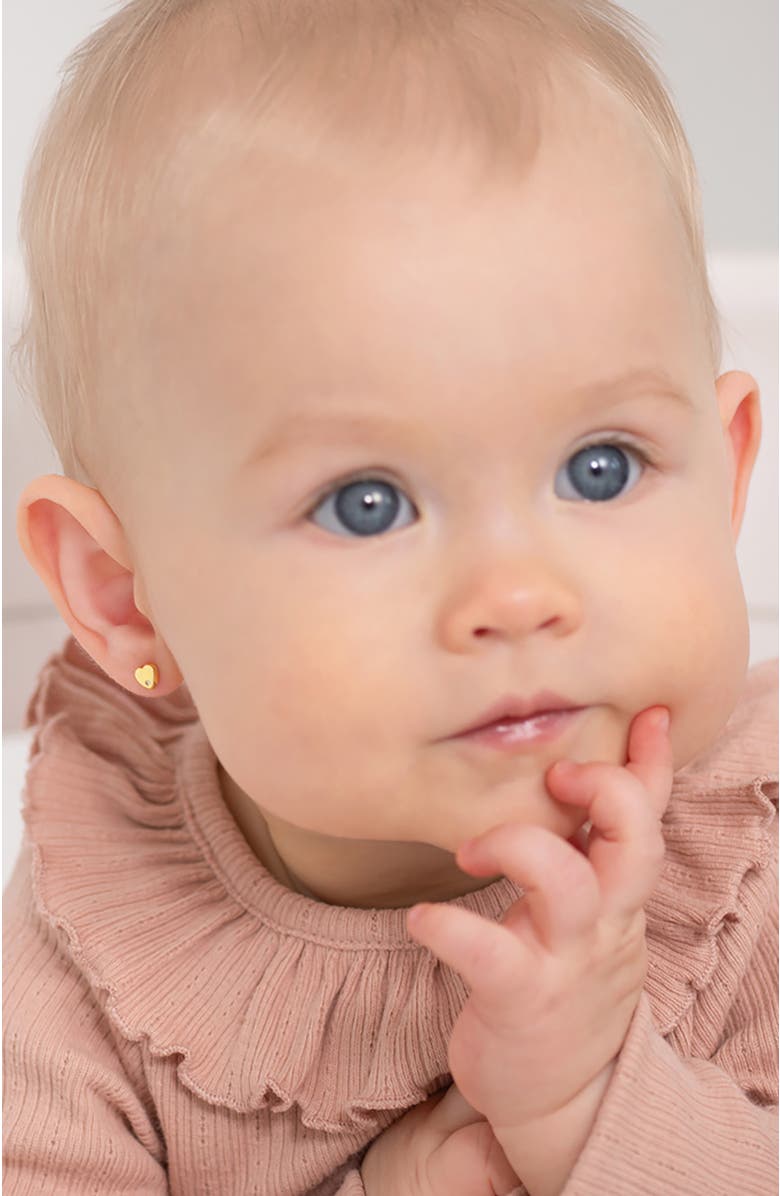 In Season Jewelry 14k Genuine Diamond Heart Earrings, Alternate, color, Gold