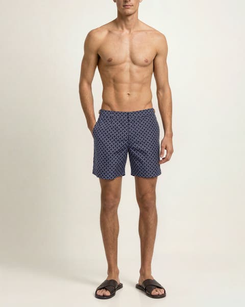 Bulldog Mid-Length Jacquard Printed Swim Shorts