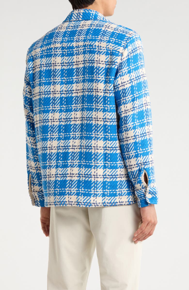 Wax London Whiting Oran Check Recycled Cotton Blend Overshirt, Alternate, color, Blue / Ecru