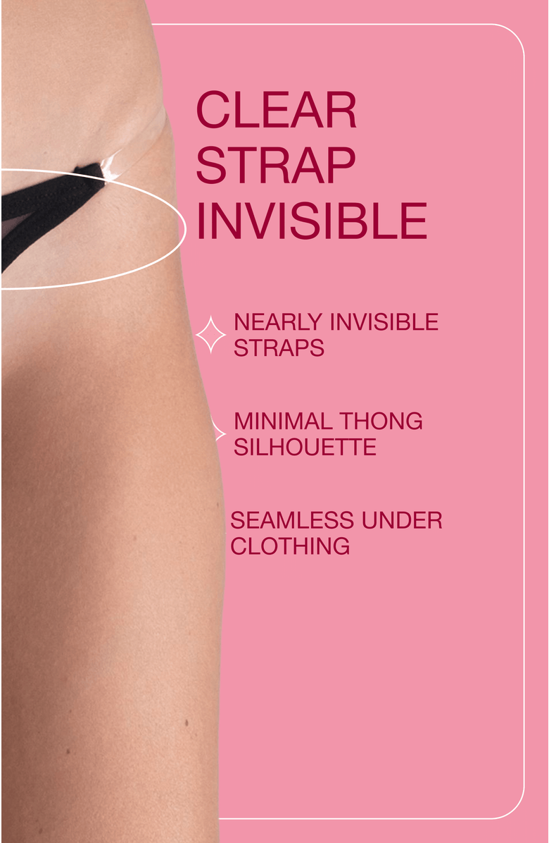 LECHERY<sup>®</sup> Lustrous Clear Strap Invisible Thong, Alternate, color, Black