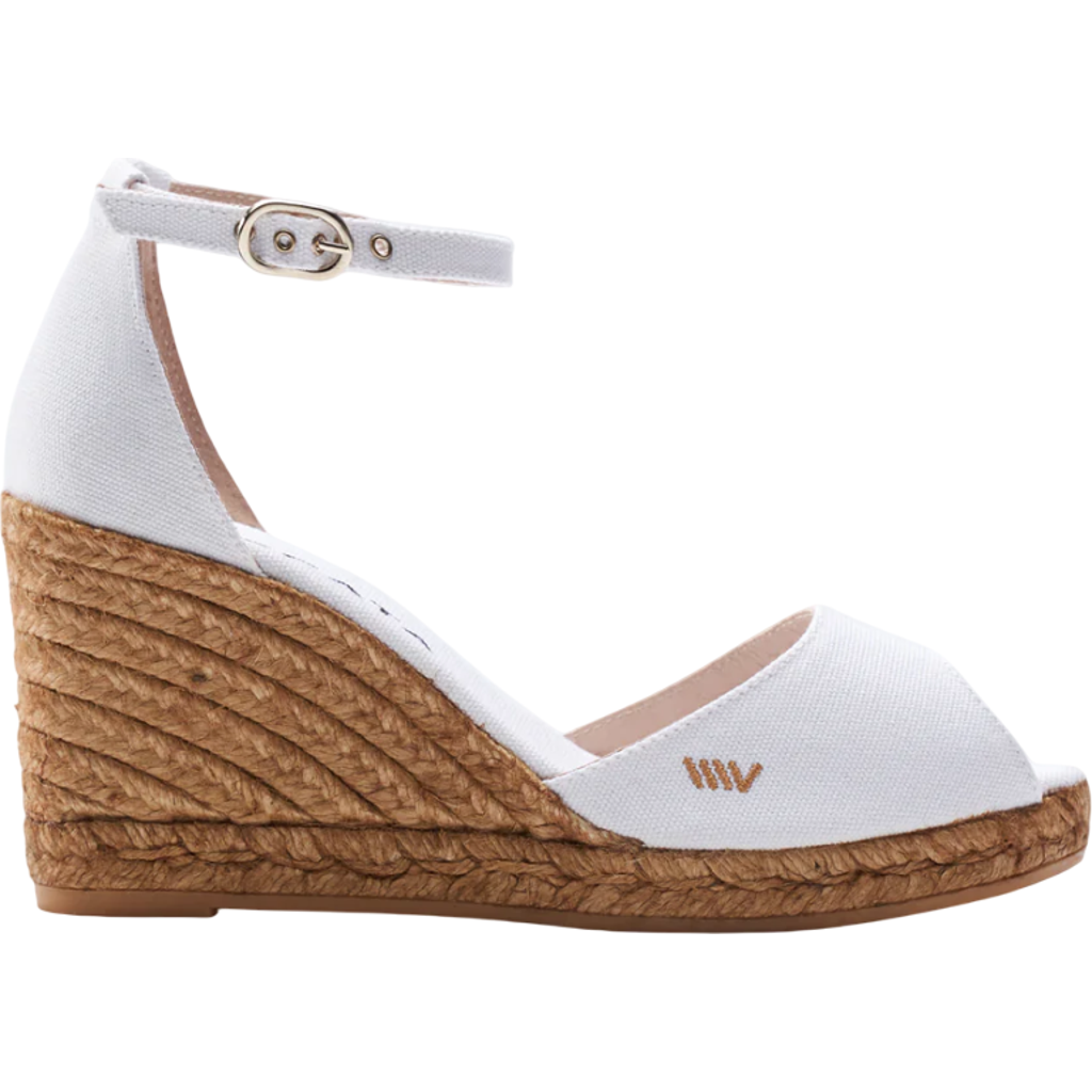 Viscata Aiguafreda Limited Edition Canvas Espadrille Sandal Wedges In White