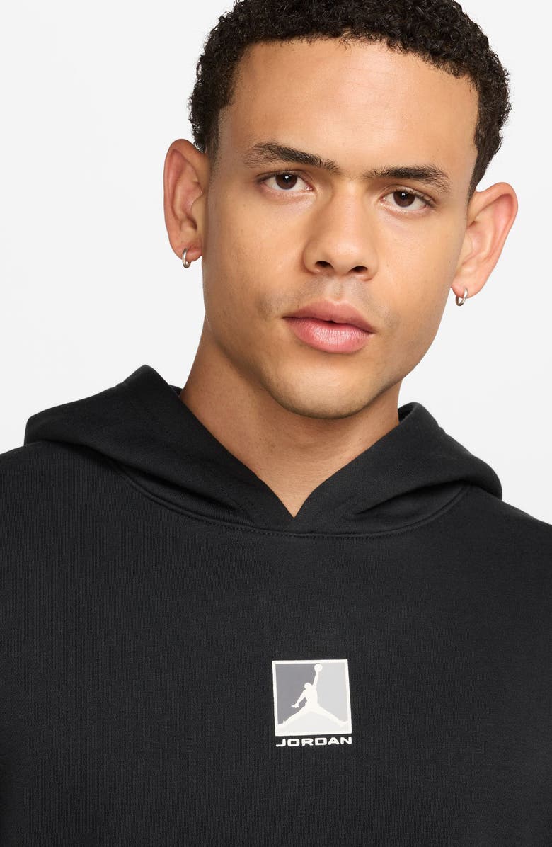 Jordan Graphic Print Brooklyn Fleece Hoodie, Alternate, color, Black/ White