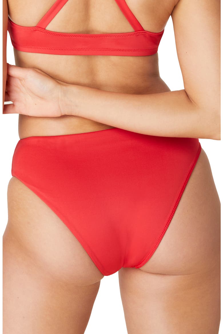 The '90s High Waist Bikini Bottoms, Alternate, color, CHERRY RED