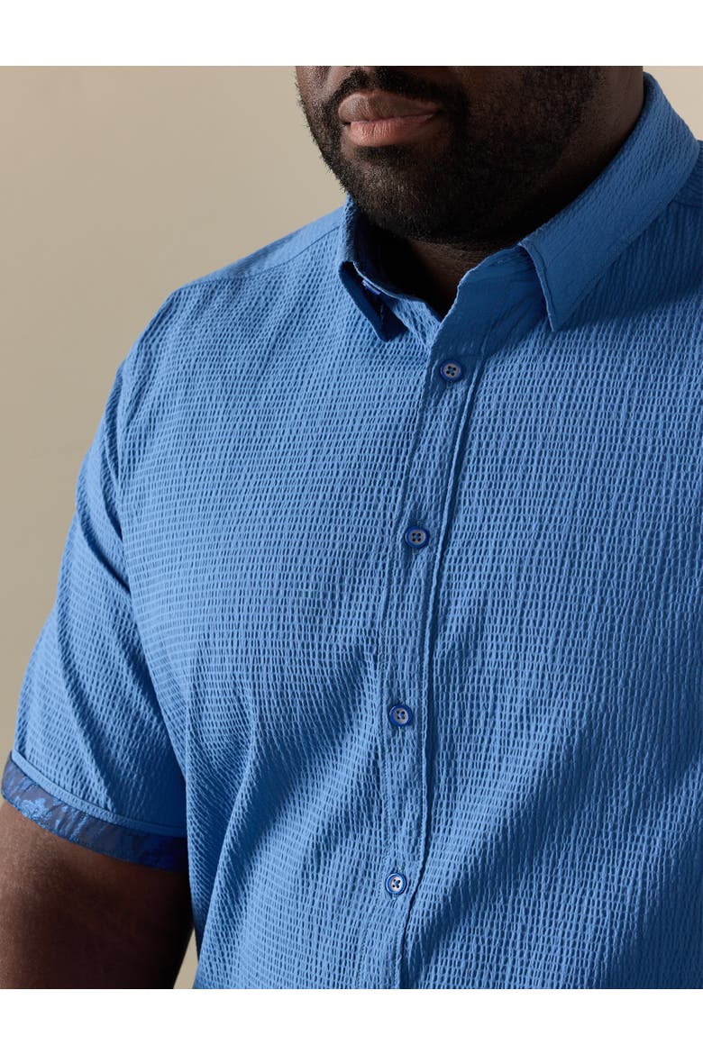 Big & Tall  Thresher Seersucker Sport Shirt, Alternate, color, BLUE