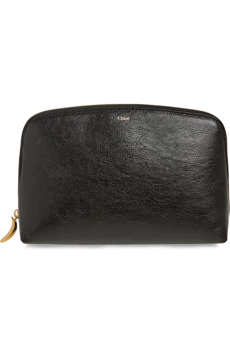 Chloé Banana Leather Zip Cosmetics Pouch, Main, color,