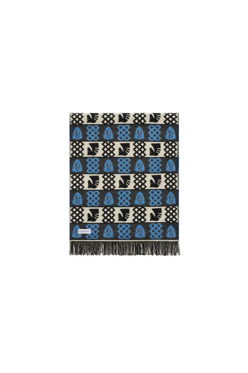 Burberry Chess Fair Isle Wool Scarf In Blue