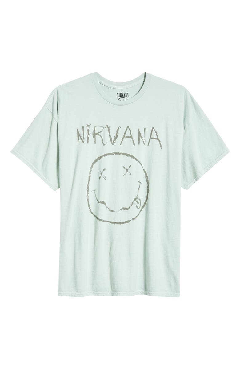Merch Traffic Nirvana Smiley Live Graphic T-Shirt, Alternate, color, Green