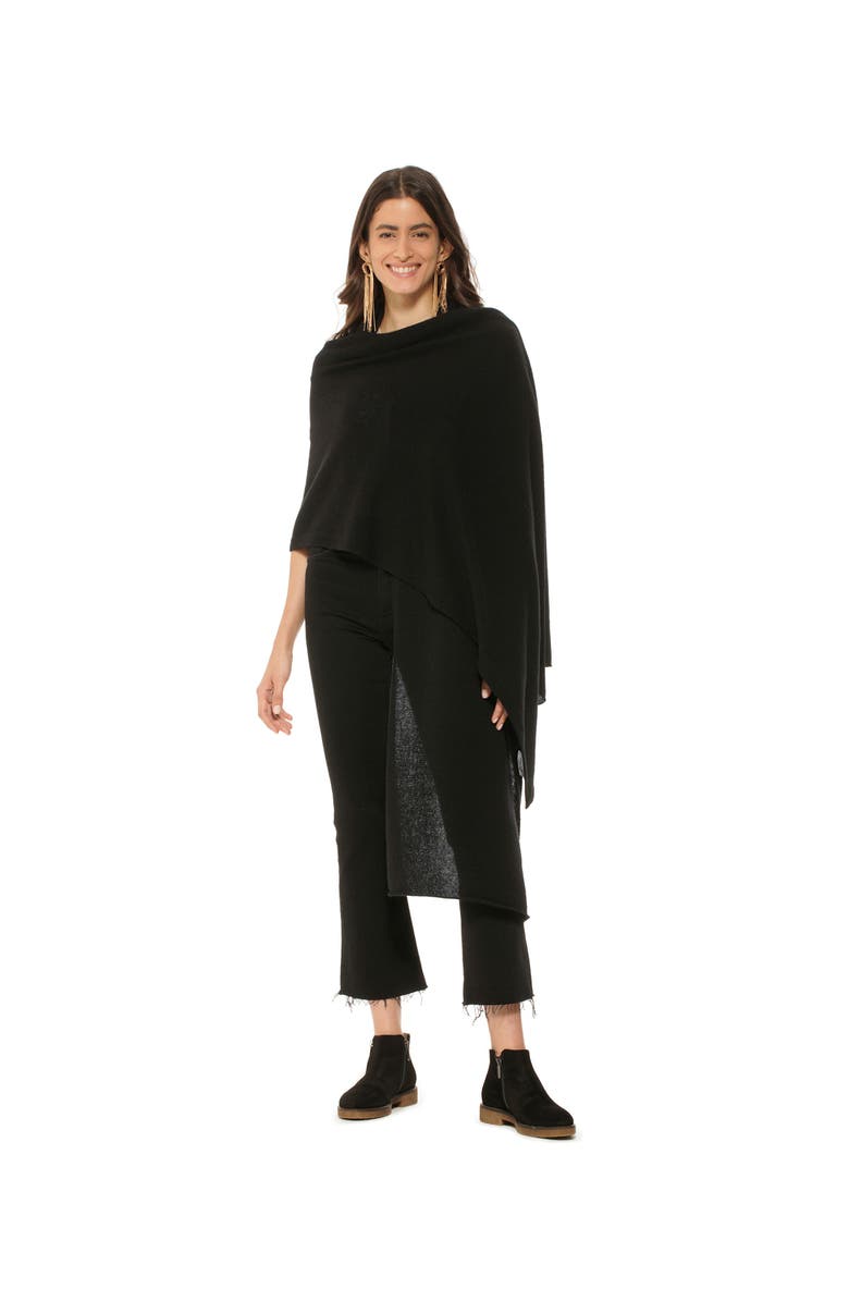 Monticelli Cashmere Pure Cashmere Feather-Light Maxi Wrap Stole, Alternate, color, Black