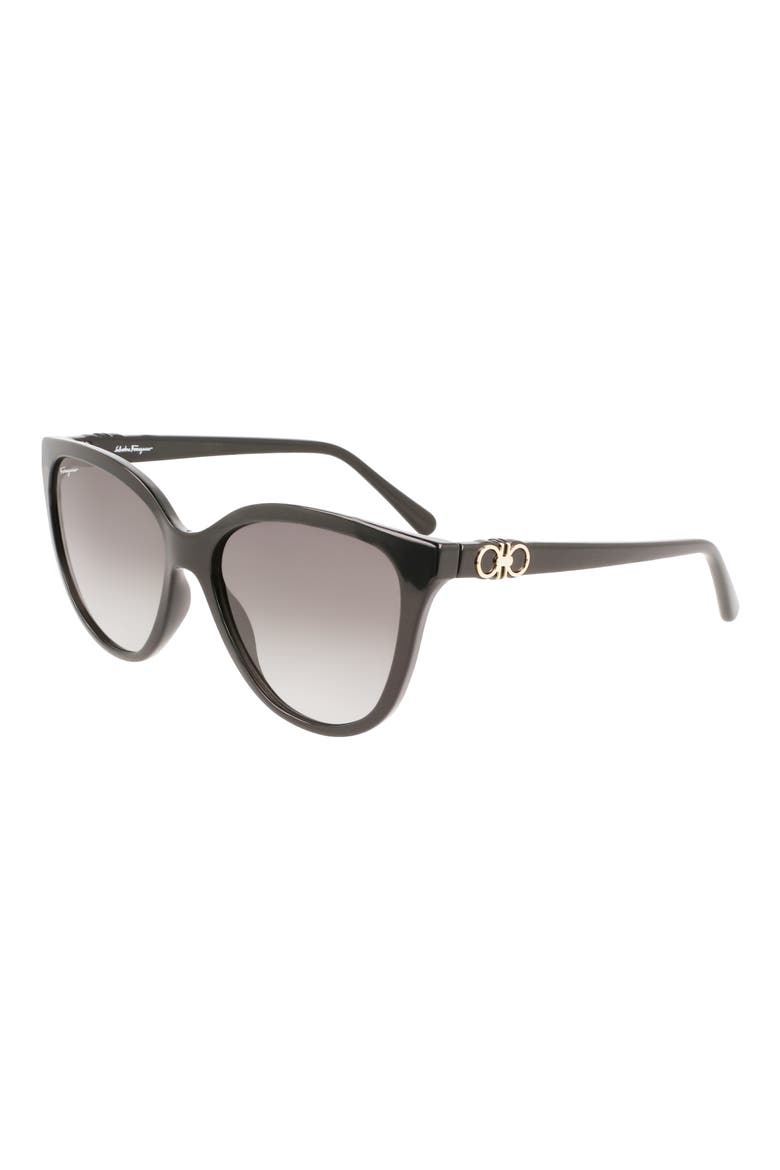 57mm Gradient Cat Eye Sunglasses, Alternate, color, BLACK