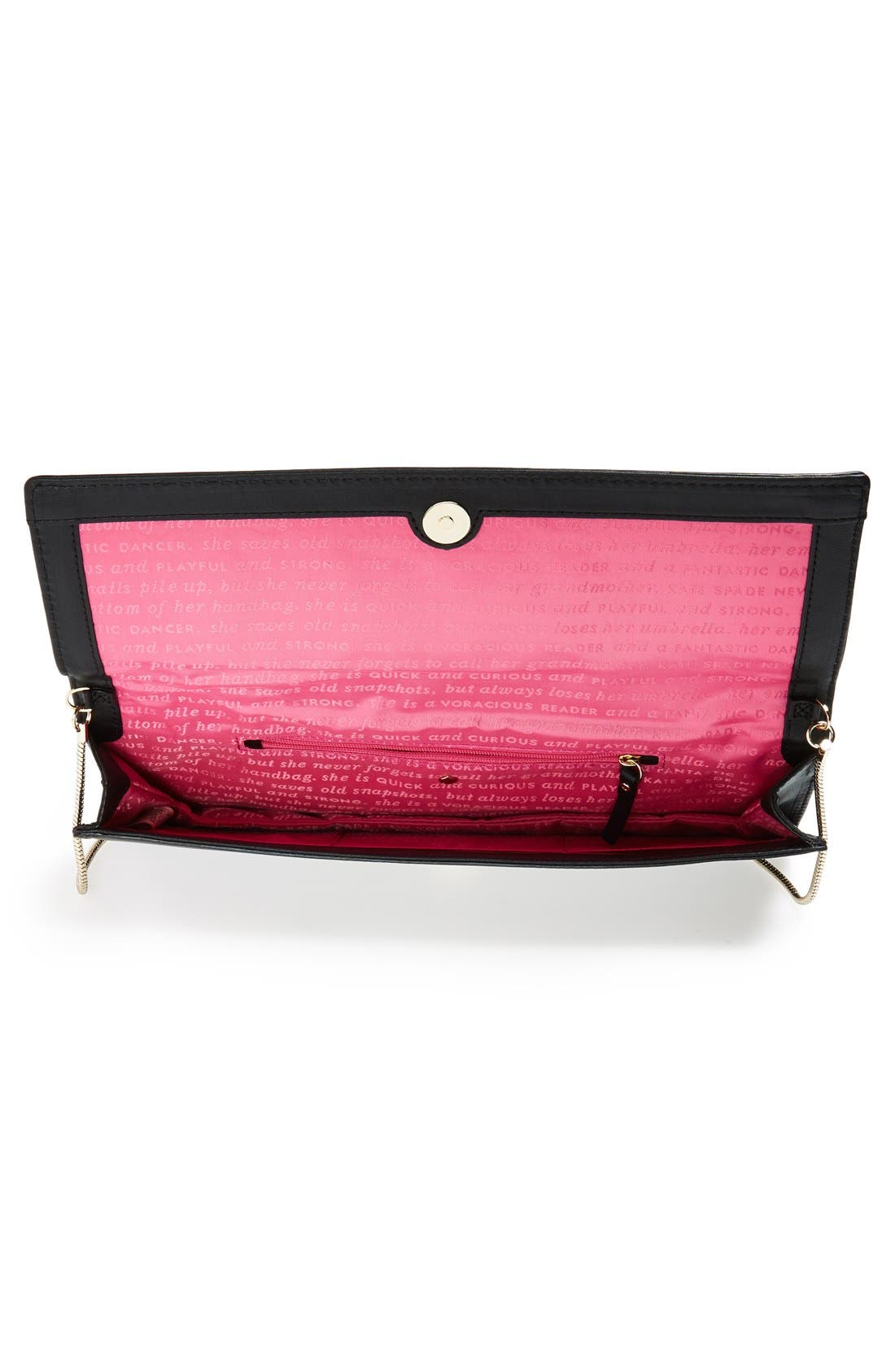 'hello tokyo' leather clutch, Alternate, color, BLACK