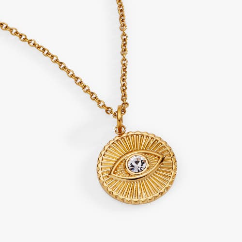 Alex And Ani Evil Eye Crystal Pendant Necklace In Gold