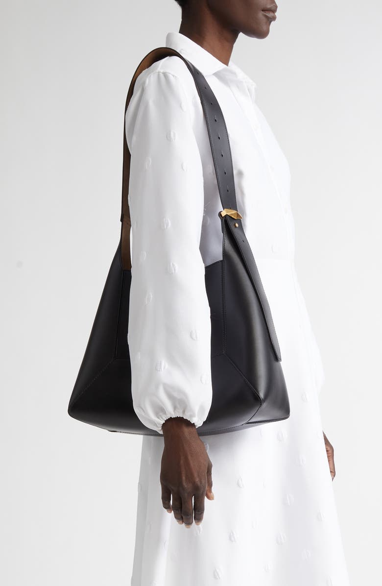 Jimmy Choo Diamond Leather Hobo, Alternate, color, Black/ Gold